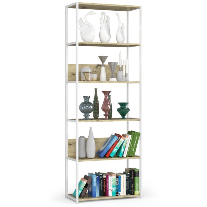 Regał loft Akord metalowy Biały 70 cm kolor Dąb Artisan mat 6 półek 70x32x192 cm 1 szt.