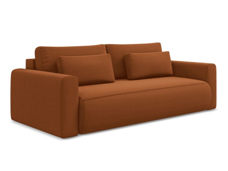 Kanapa 3-osobowa z funkcją spania Makamii Kapua z weluru 238x105 cm terakota 1 szt.