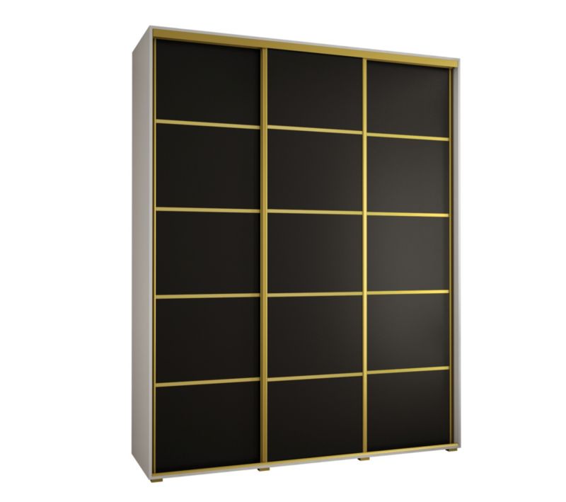 Szafa przesuwna Abiks DAVOS 4 wysoka szer.200cm gł.45cm biały/czarny/złoty 1szt.