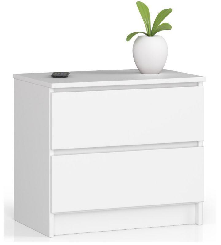 Szafka nocna Akord K60 Biała 60 cm 2 szuflady kolor Biały mat 60x40x55 cm 1 szt.
