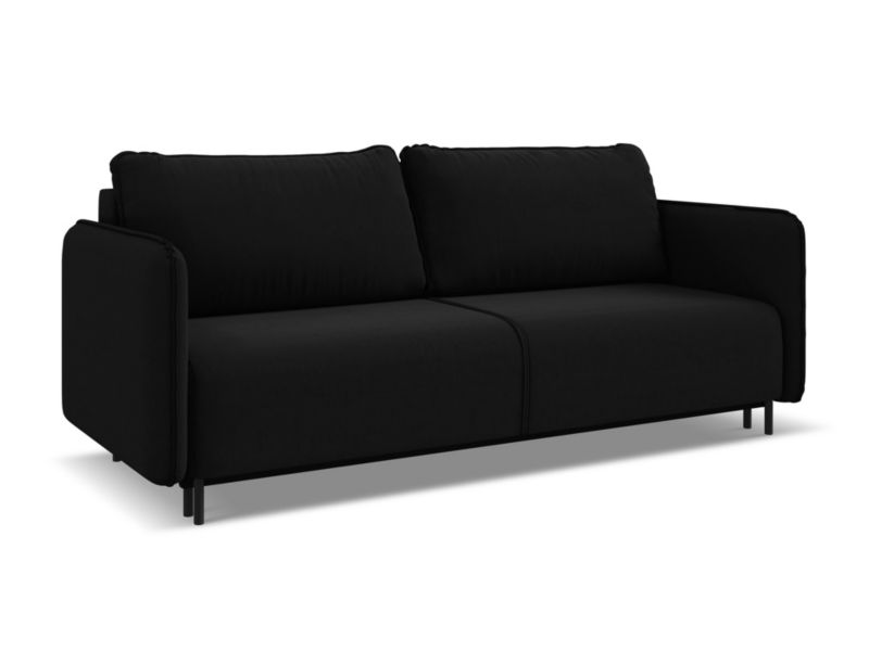 Kanapa 3-osobowa z funkcją spania Makamii Luana z weluru 226x92 cm czarny 1 szt.