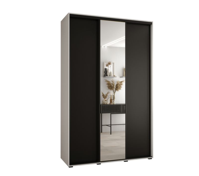 Szafa przesuwna Abiks DAVOS 3 wysoka szer.150cm gł.60cm biały/czarny/czarny 1szt.