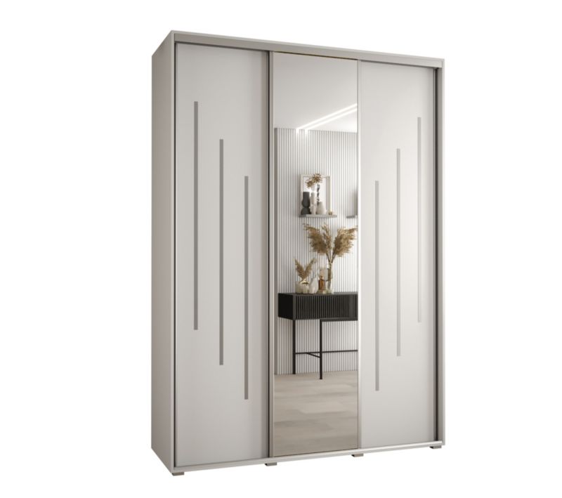 Szafa przesuwna Abiks DAVOS 9 wysoka szer.180cm gł.45cm biały/biały/srebrny 1szt.
