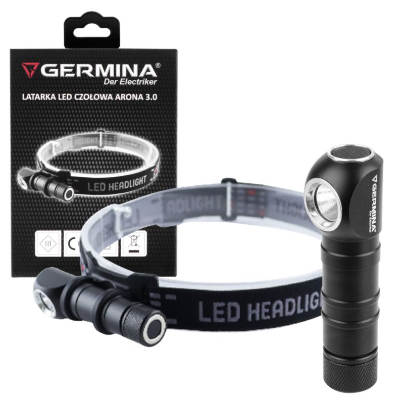 Latarka czołowa LED Germina czołówka 2w1 mini latarka 1szt.