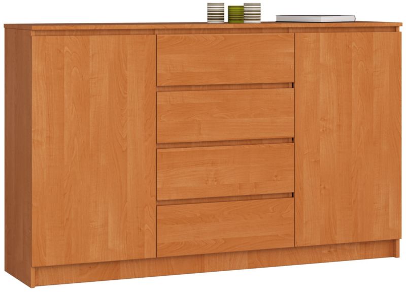 Komoda Akord K160 Olcha 160 cm 2 drzwi 4 szuflady kolor Olcha mat 4 półki 160x40x99 cm 1 szt.