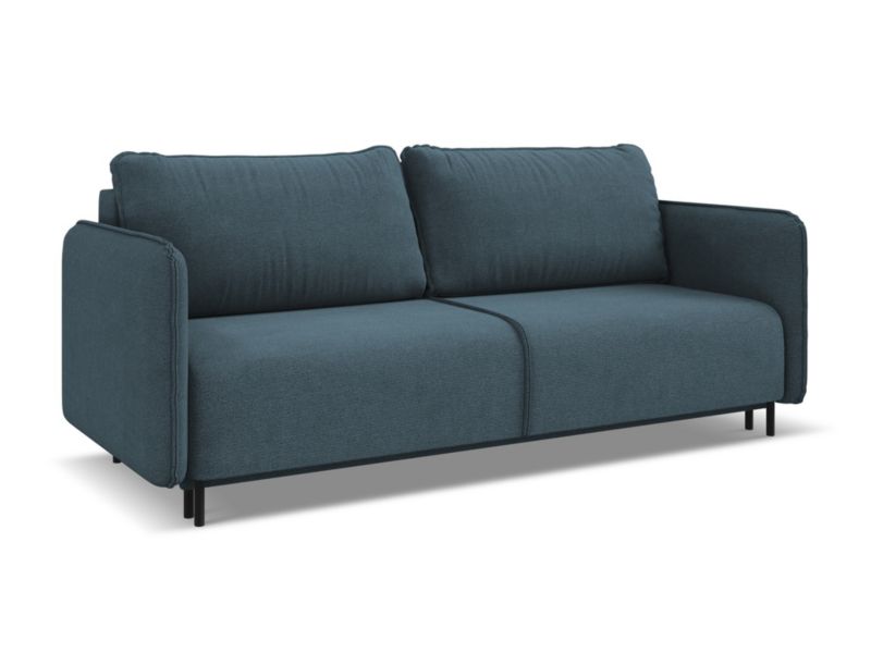 Kanapa 3-osobowa z funkcją spania Makamii Luana z tkaniny strukturalnej 226x92 cm jeans 1 szt.