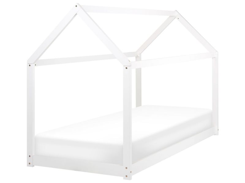 Łóżko dziecięce domek drewniane 90 x 200 cm białe Tosse 1 szt.