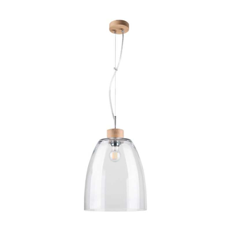 Drewniana Lampa Wisząca SPOT Light 1xE27 Max.60W Dąb Olejowany FSC z Transparentnym Kloszem, Polski Producent, 1szt.