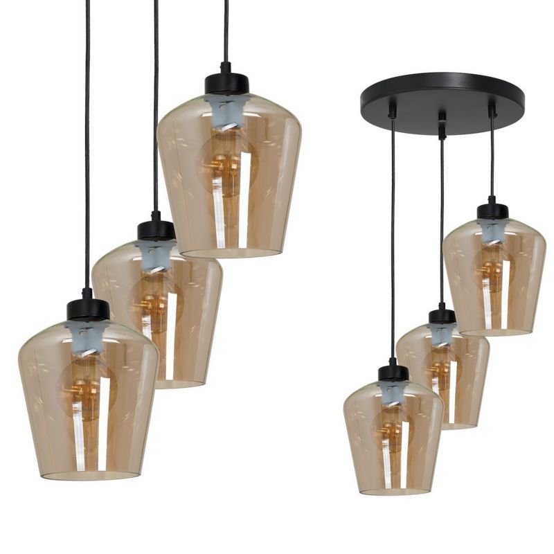 Lampa wisząca Milagro Santiago Amber 3xE27 Dymione szkło 1 szt.
