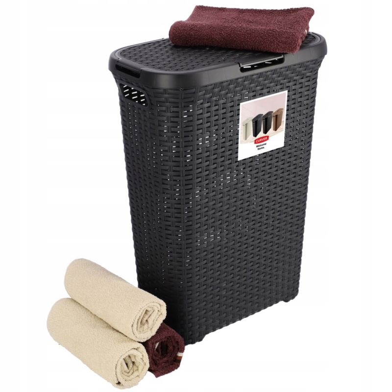 Kosz z pokrywą Curver Natural Style 40L ciemnoszary