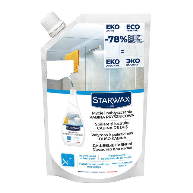 Mycie i nabłyszczanie kabiny prysznicowej Eko Starwax, skuteczne czyszczenie, ekologiczny wybór Zapas 1 L