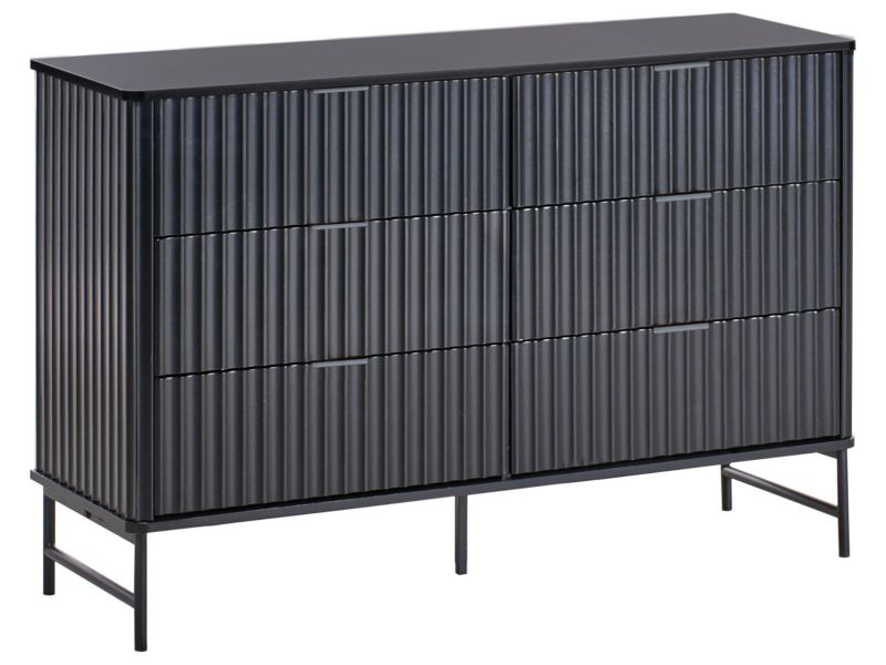 Komoda 6 szuflad Glastonbury 80 cm Czarny 1 szt.