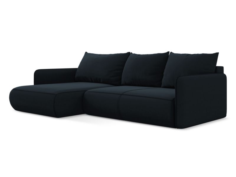 Narożnik lewostronny z funkcją spania Makamii Nanea z weluru 240x148 cm królewski niebieski 1 szt.