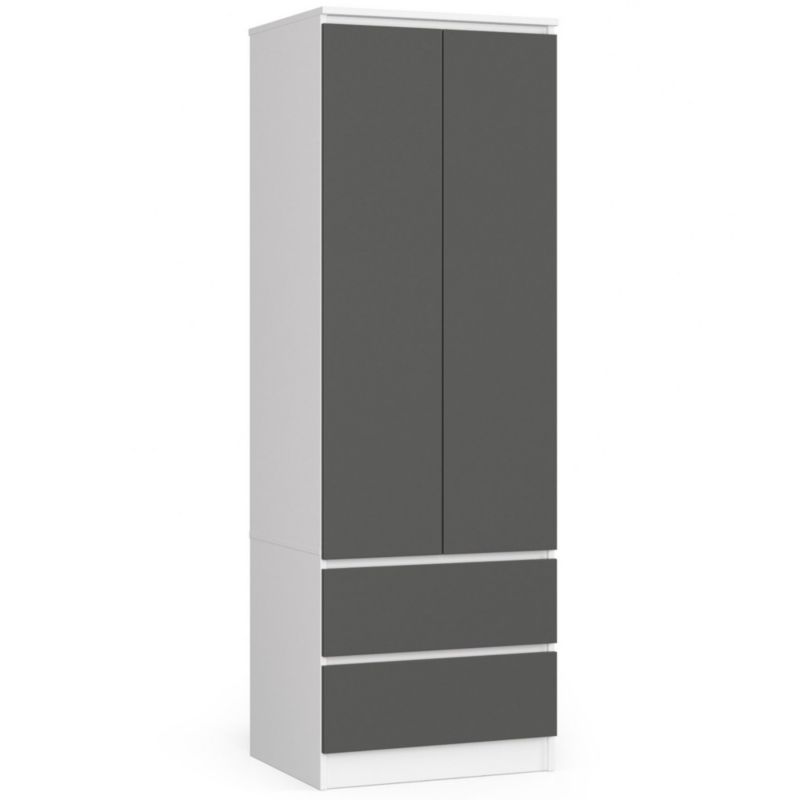 Szafa Akord S60 Biała 60 cm 2 drzwi 2 szuflady kolor Grafit Szary mat 1 półka 60x51x180 cm 1 szt.
