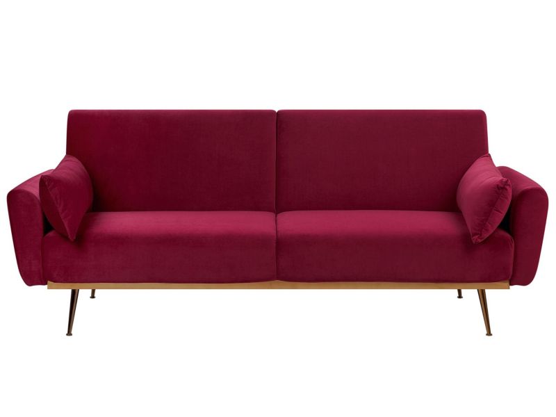 Sofa trzyosobowa Eina Burgundowy Welur 1 szt.