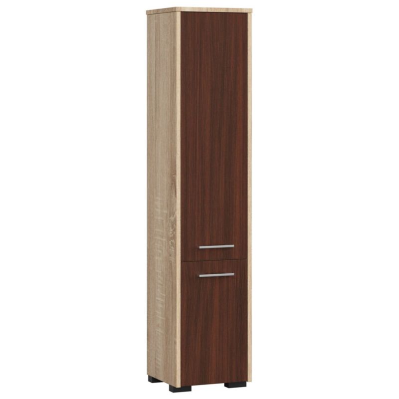 Słupek łazienkowy Akord Fin Dąb Sonoma 30 cm 2 drzwi kolor Wenge mat 5 półek 30x30x140 cm 1 szt.