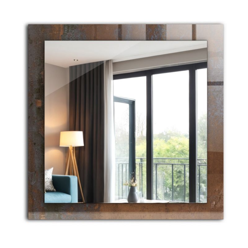 Lustro Kwadratowe Tulup Rdza Metal 60x60 cm Industrialne Na Podkładzie 1 szt.