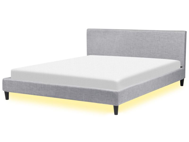 Łóżko LED Fitou 180 x 200 cm LED Jasnoszary 1 szt.