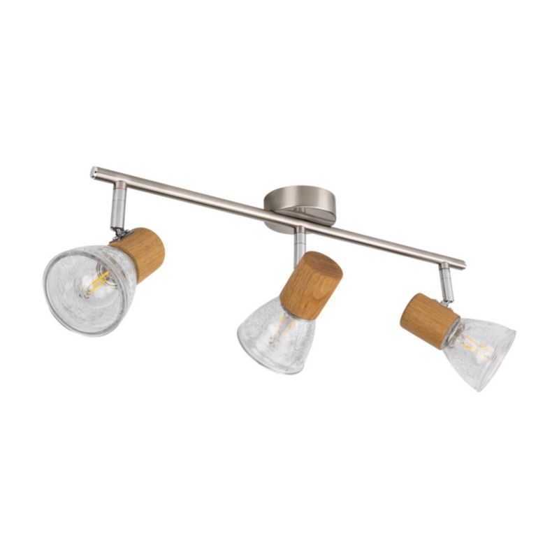Drewniana Lampa Sufitowa SPOT Light 3xE14 Max.40W Dąb Olejowany FSC w Połączeniu z Transparentnymi Kloszami, 1 szt.