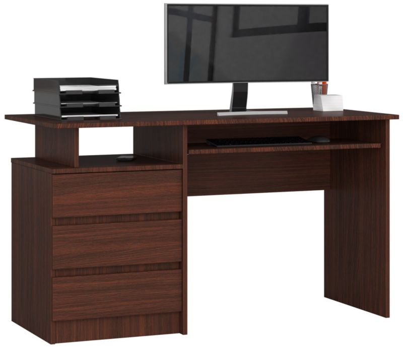 Biurko Akord CLP Wenge 135 cm 3 szuflady kolor Wenge mat 2 półki 135x60x77 cm 1 szt.