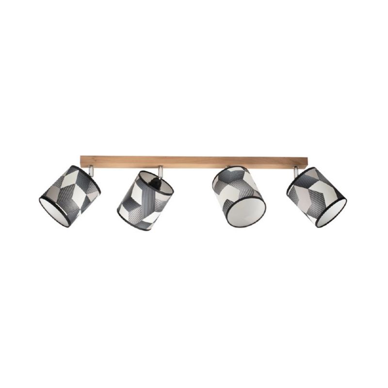 Drewniana Lampa Sufitowa SPOT Light 4xE27 Max.25W Dąb Olejowany FSC w Połączeniu z Wielokolorowymi Abażurami, 1 szt.