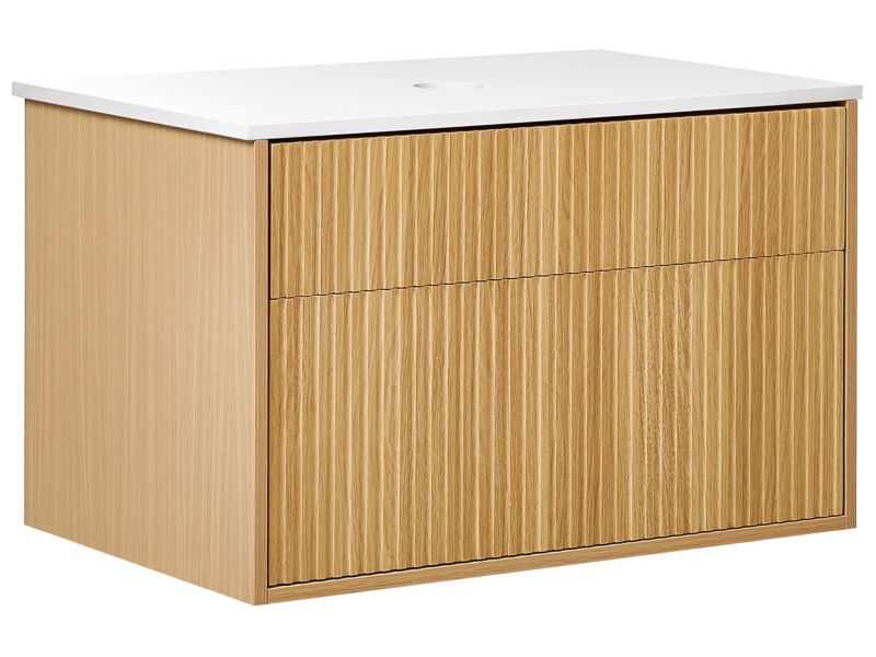 Szafka łazienkowa wisząca 80 x 52 cm jasne drewno Bexti 1 szt.