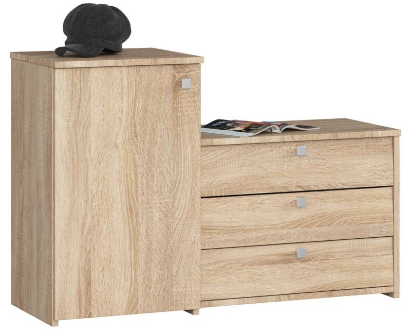 Szafka na buty Akord S16 Dąb Sonoma 98,4 cm 4 drzwi kolor Dąb Sonoma mat 5 półek 98,4x33x68 cm 2 szt.
