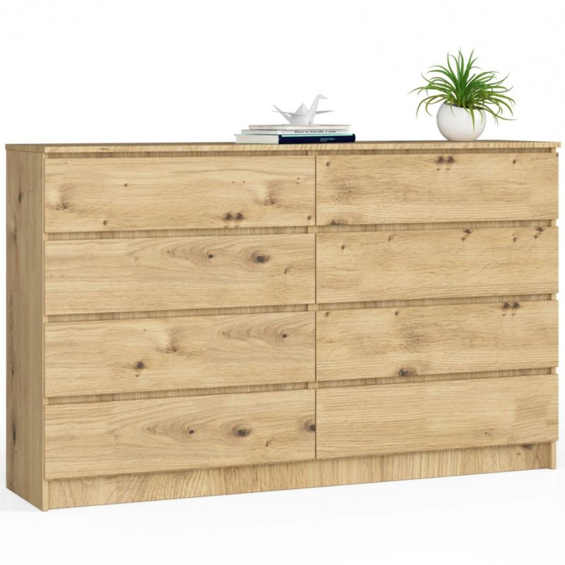 Komoda Akord K160 Dąb Artisan 160 cm 8 szuflad kolor Dąb Artisan mat 160x40x99 cm 1 szt.