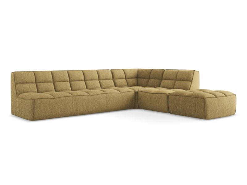 Narożnik uniwersalny Makamii Kalai z tkaniny strukturalnej 308x258 cm musztardowy 1 szt.