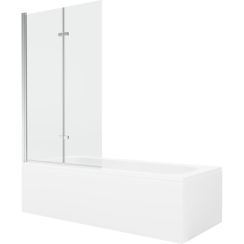 Wanna prostokątna Mexen Vega 150 x 70 cm z obudową i parawanem 2-skrzydłowym 100 cm transparent chrom 550115070X9210020100 1 szt.
