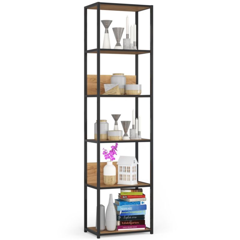 Regał loft Akord metalowy Czarny 50 cm kolor Dąb Craft mat 6 półek 50x32x192 cm 1 szt.