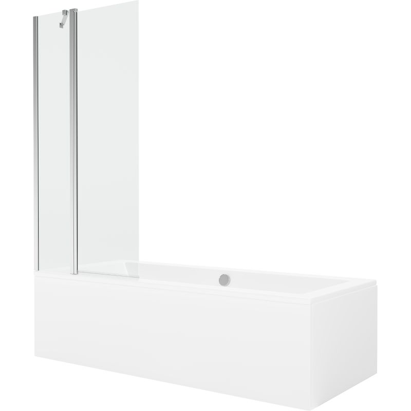 Wanna prostokątna Mexen Cube 180 x 80 cm z obudową i parawanem 1-skrzydłowym 80 cm transparent chrom 550518080X9408110100 1 szt.