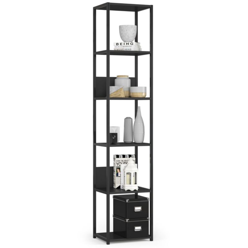 Regał loft Akord metalowy Czarny 40 cm kolor Czarny mat 6 półek 40x32x192 cm 1 szt.