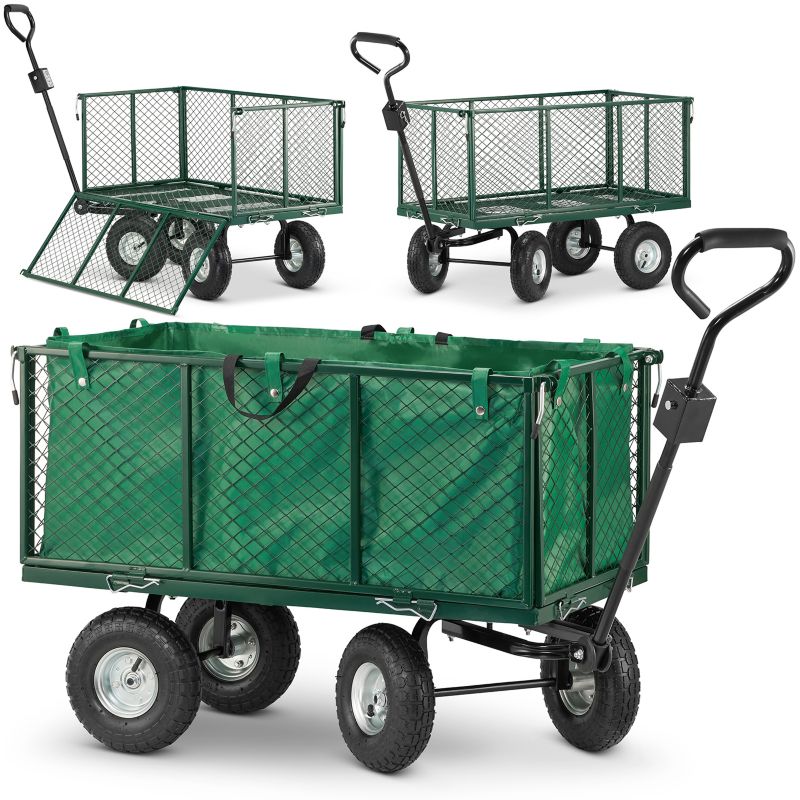 Wózek ogrodowy transportowy z siatką przyczepka HIGHER 250 L 450 kg + plandeka1 szt