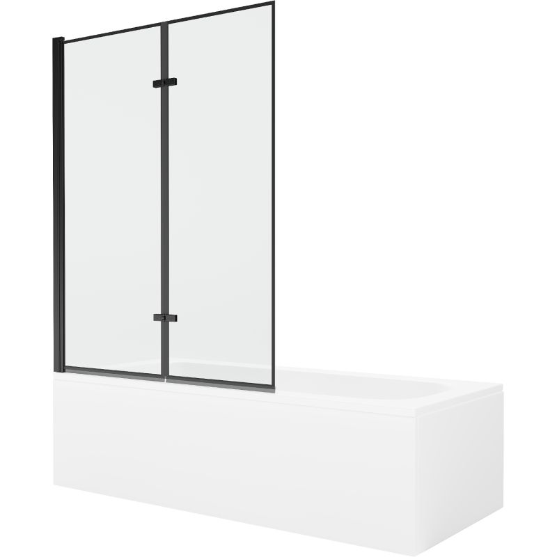 Wanna prostokątna Mexen Vega 180 x 80 cm z obudową i parawanem 2-skrzydłowym 120 cm czarny wzór 550118080X9212027070 1 szt.