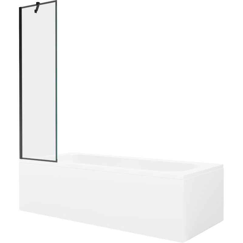 Wanna prostokątna Mexen Vega 180 x 80 cm z obudową i parawanem 1-skrzydłowym 50 cm czarny wzór 550118080X9505007070 1 szt.