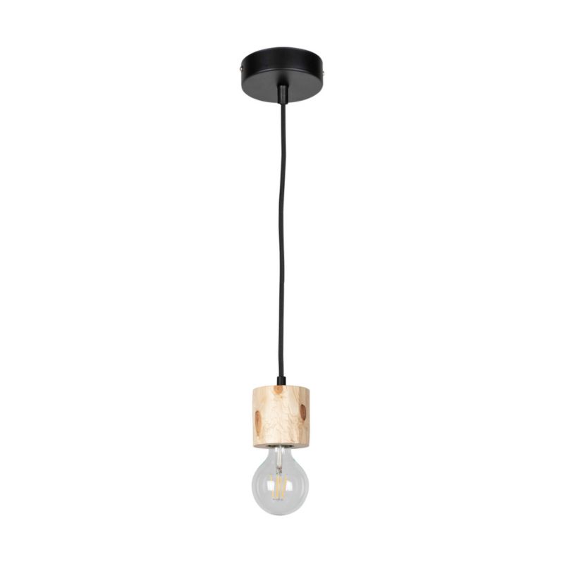 Drewniana Lampa Wisząca SPOT Light 1xE27 Max.60W Naturalna Sosna FSC z Dodatkiem Czerni, Polski Producent, 1 szt.