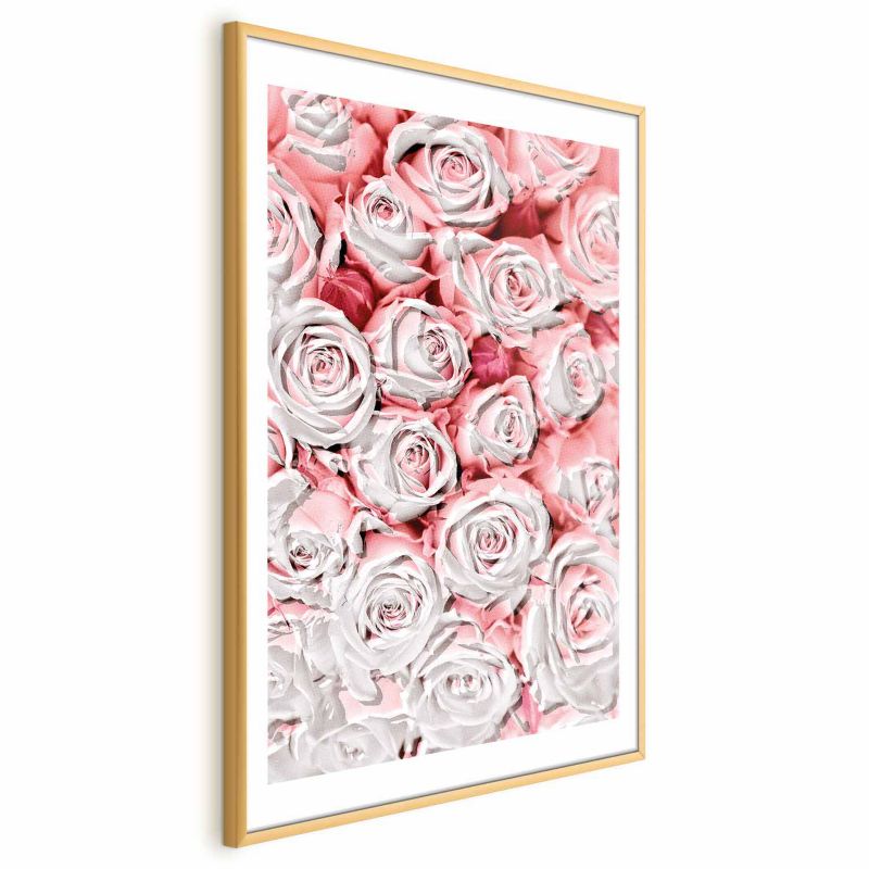 Plakat Artgeist Białe róże 21x30 cm z ramą złotą 1 szt