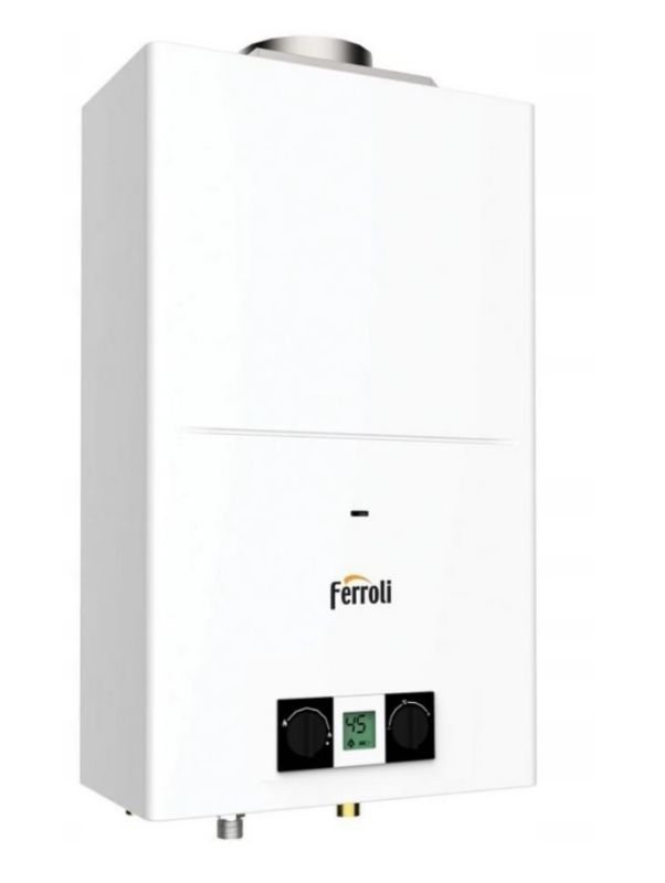 Przepływowy ogrzewacz gazowy Pegaso Eco 11 NG GZ50 Ferroli 8,1-18,9 kW z wyświetlaczem LCD 1 szt.