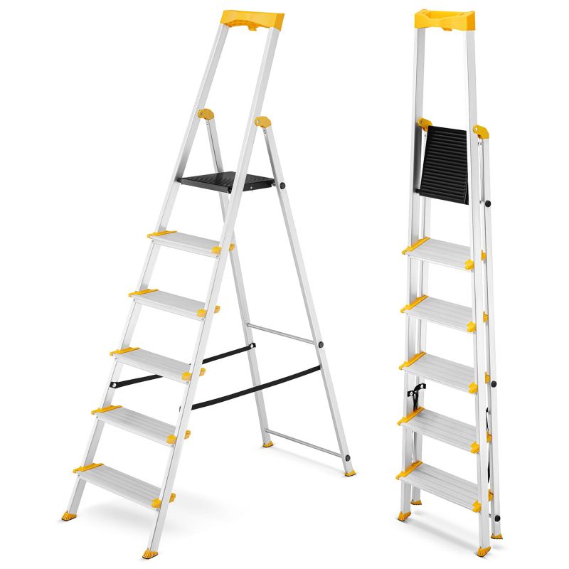 Drabina aluminiowa jednostronna 6 stopniowa DRABEST MAX szerokie stopnie 150kg 1 szt.