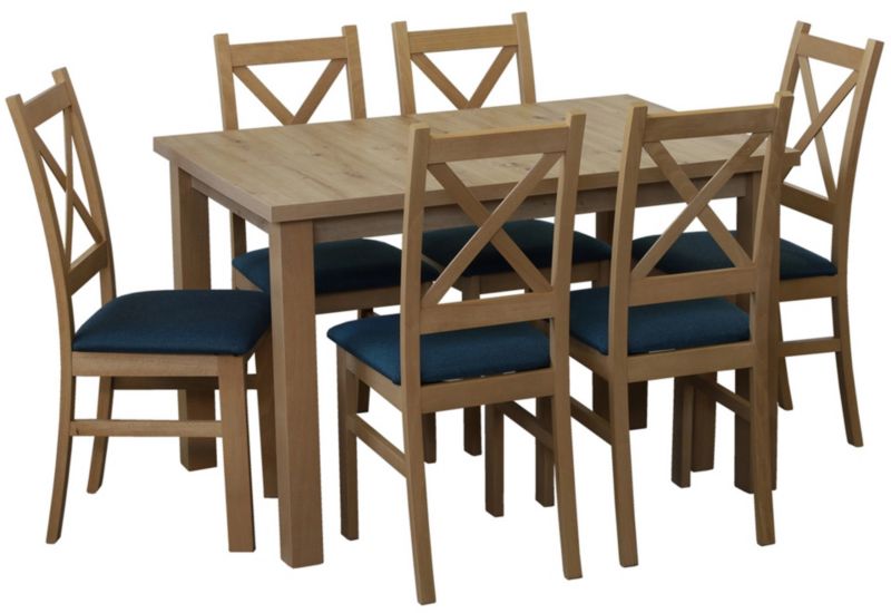 Zestaw stół 120x80 z 6 krzesłami Bonni M014-6 Dąb Artisan 1 kpl.