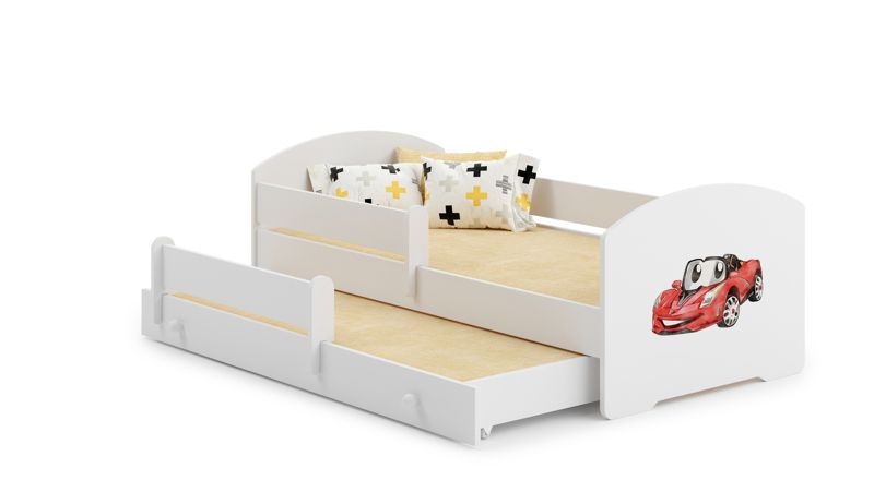 Łóżko podwójne Kobi LUK 160x80 Auto z chorągiewką 1 szt.