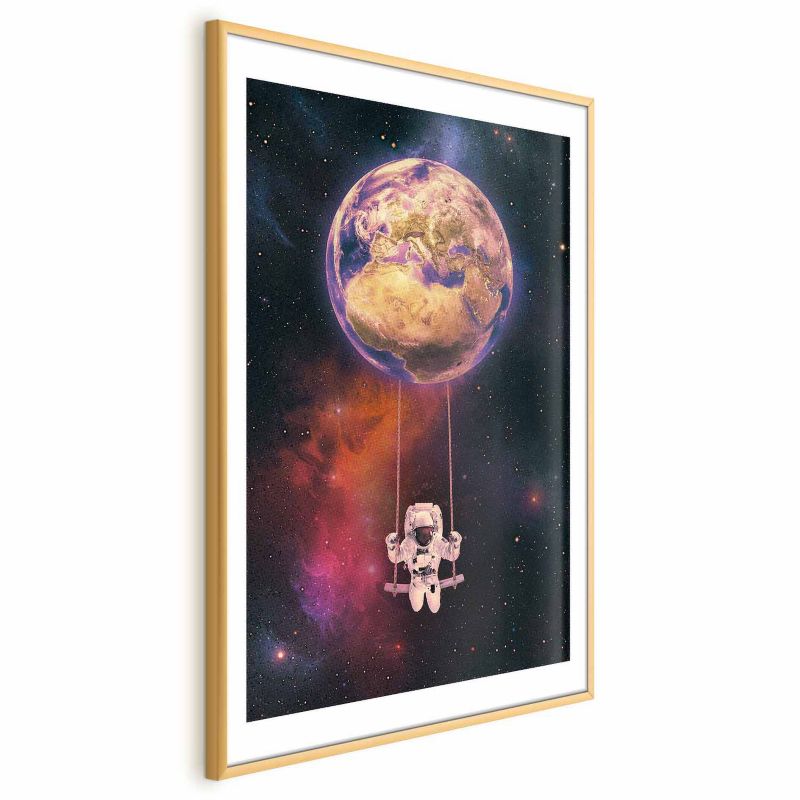 Plakat Artgeist Kosmiczna huśtawka 21x30 cm z ramą złotą 1 szt