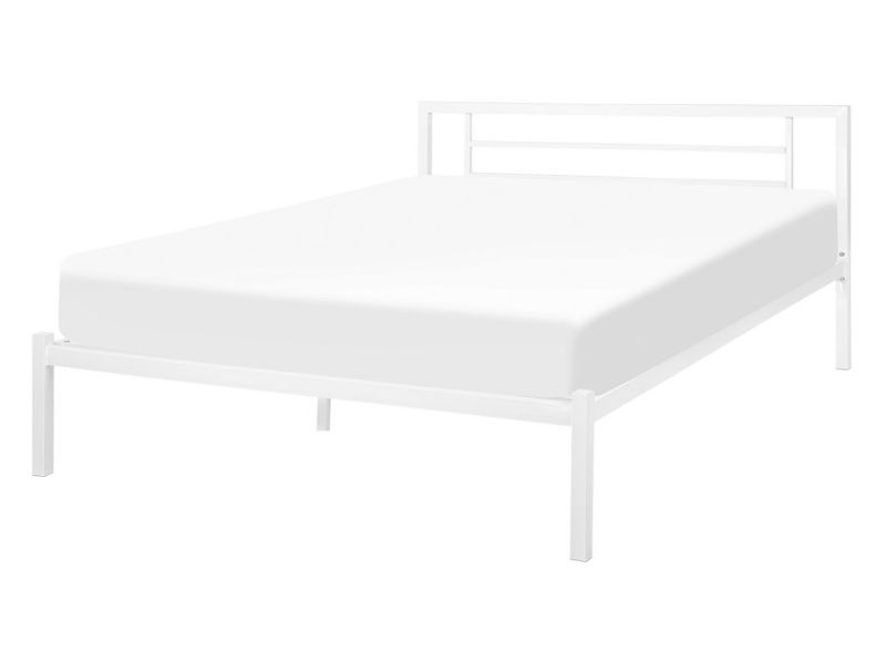 Łóżko metalowe 140 x 200 cm białe Cusset 1 szt.