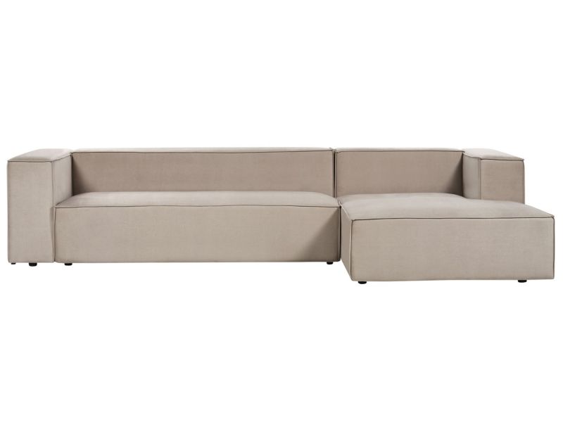 Sofa trzyosobowa Vernon Beżowoszary Welur Lewostronny 1 szt.