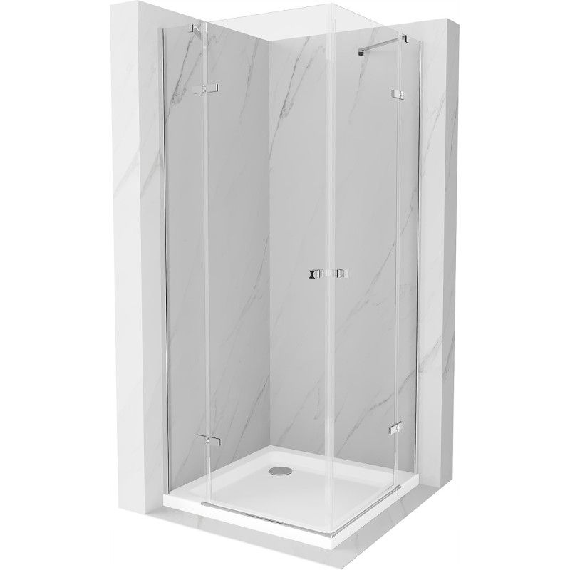 Kabina prysznicowa Mexen Roma Duo uchylna 90 x 90 cm transparent chrom + brodzik Flat