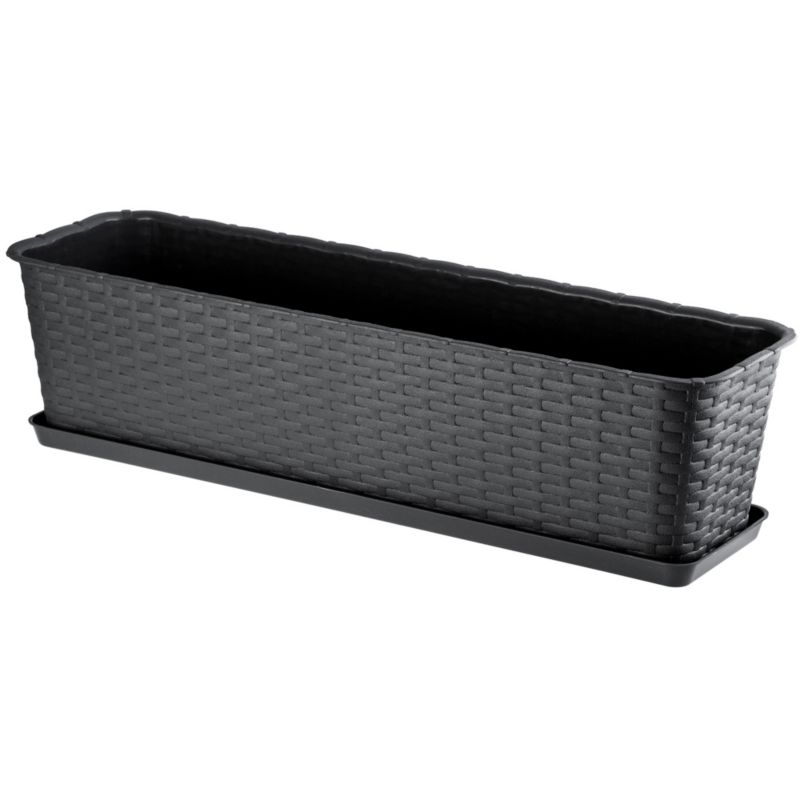 Doniczka KADAX Donica Balkonowa Na Kwiaty Antracyt Skrzynka 60cm + Podstawka 1szt.