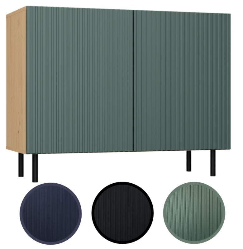 Komoda Kama2 Slim Ryflowany Front Lamele Zielona