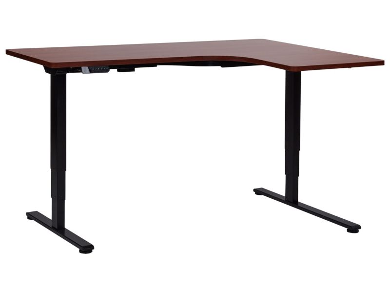 Biurko regulowane Elektryczny Prawostronny Ciemne drewno Destines 160 x 109 cm 1 szt.