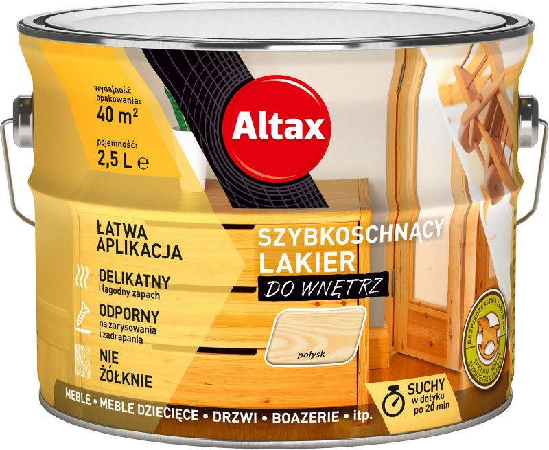 Lakier szybkoschnący Altax bezbarwny połysk 2,5 l
